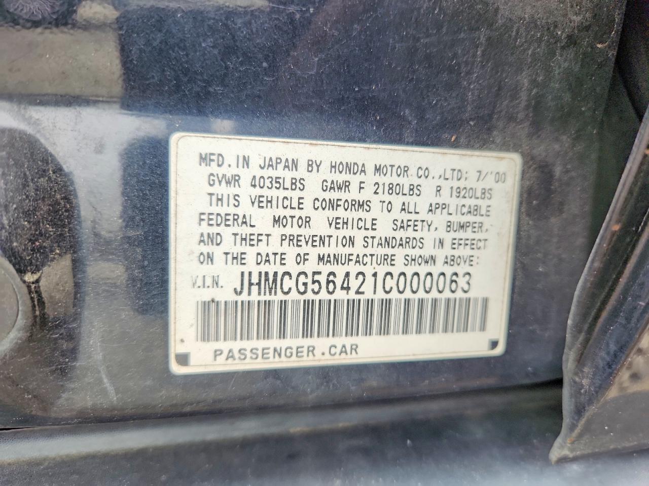2001 HONDA ACCORD