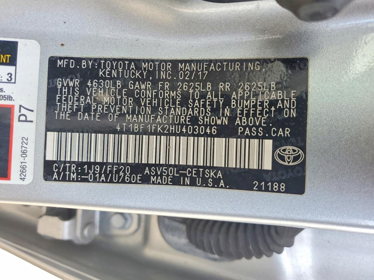 2017 TOYOTA CAMRY