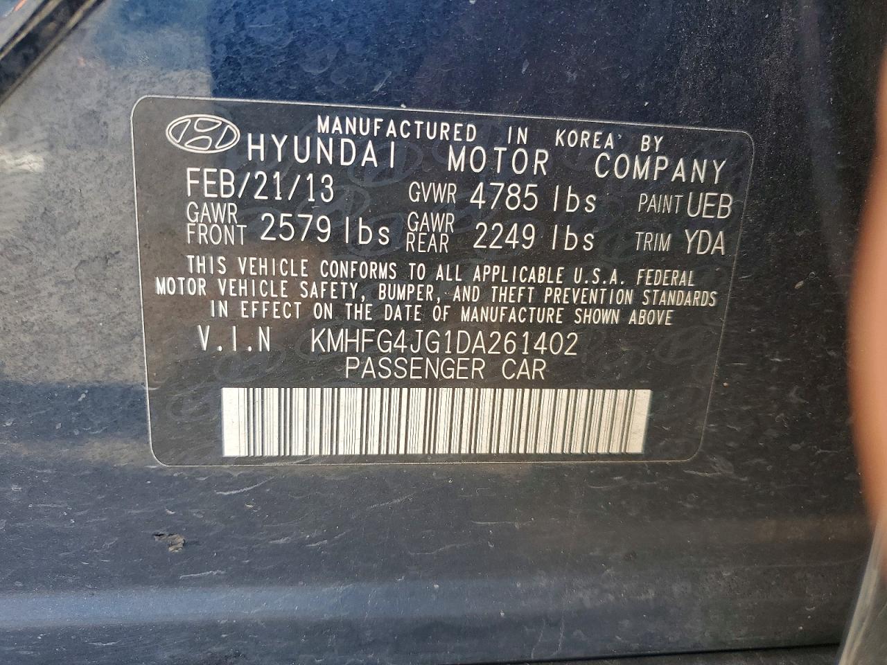 2013 HYUNDAI AZERA