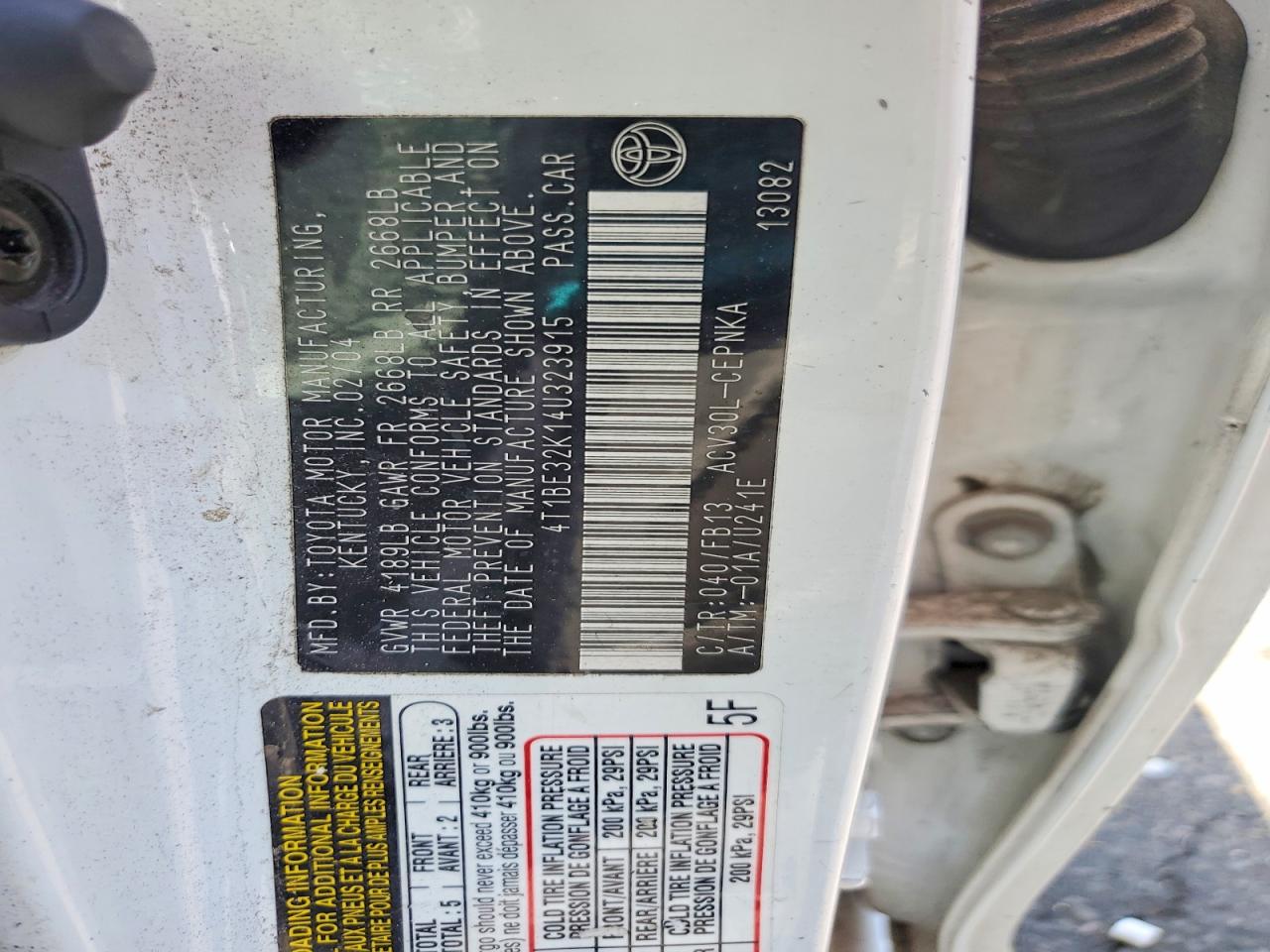 2004 TOYOTA CAMRY