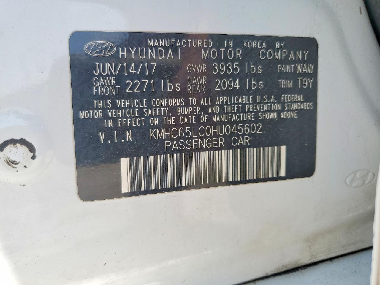 2017 HYUNDAI IONIQ