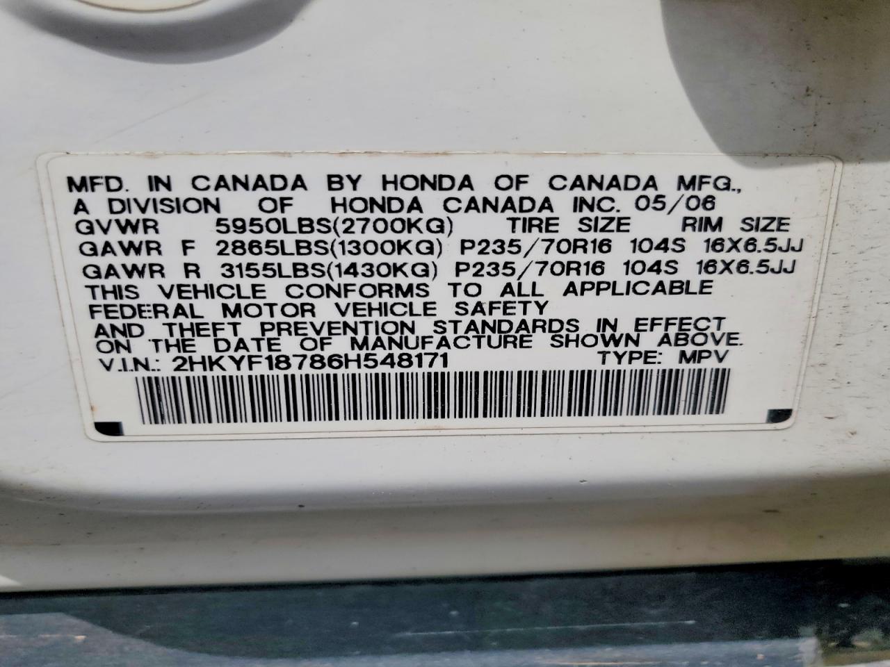 2006 HONDA PILOT
