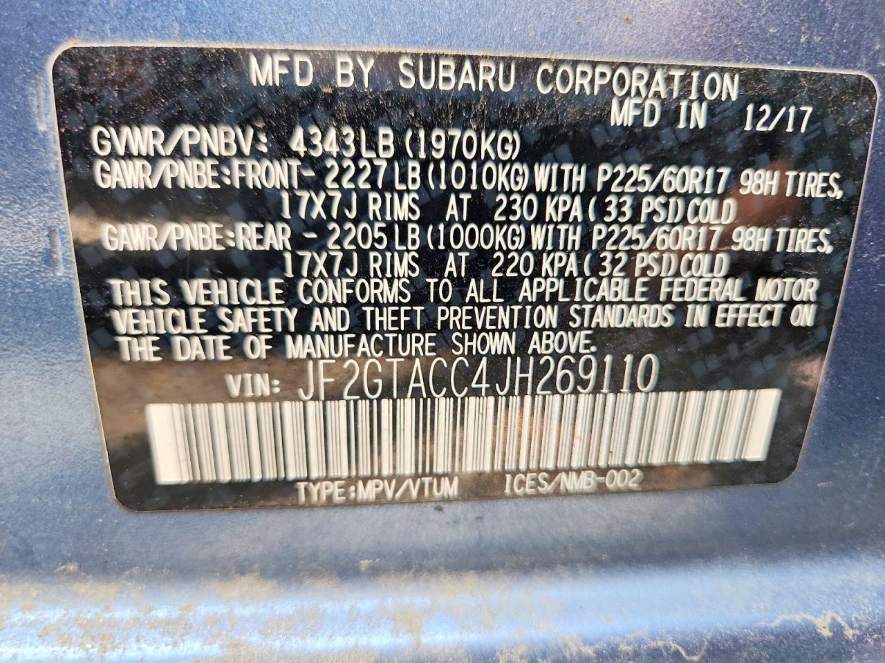 2018 SUBARU CROSSTREK