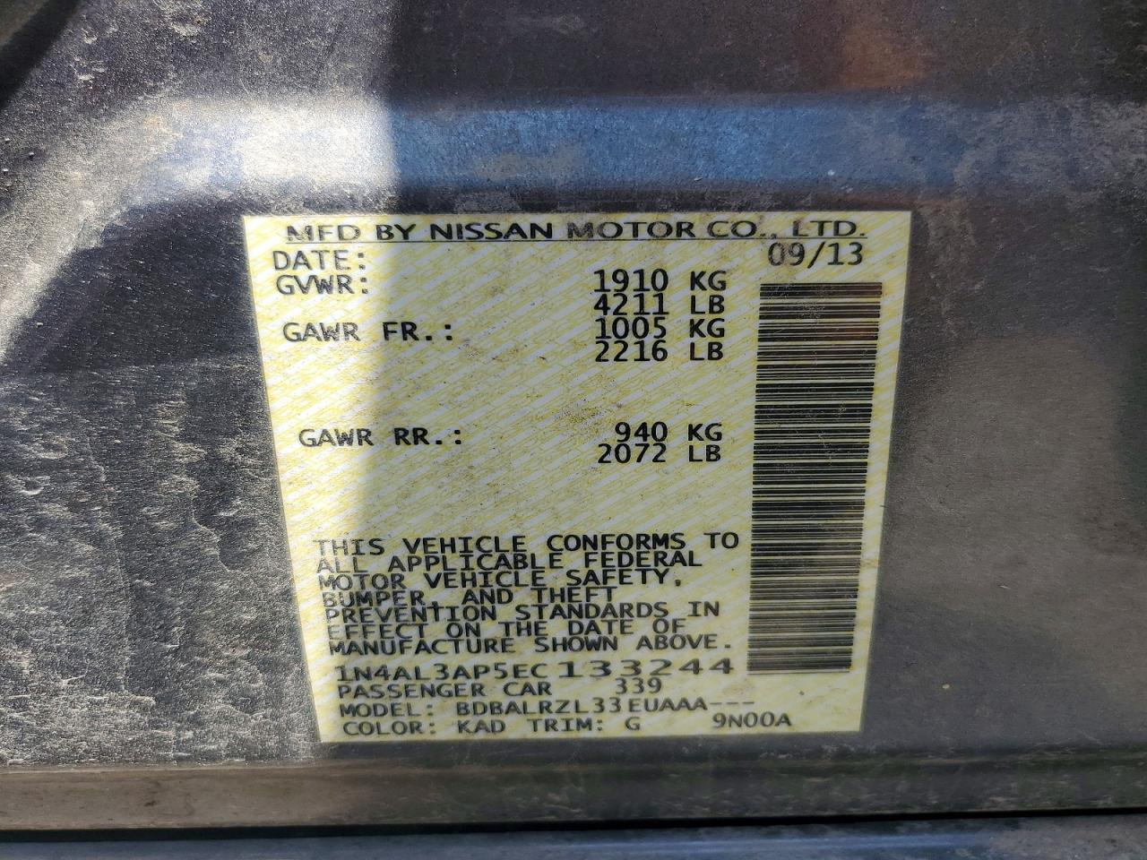 2014 NISSAN ALTIMA