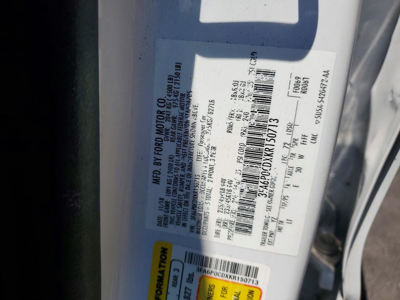 2019 FORD FUSION