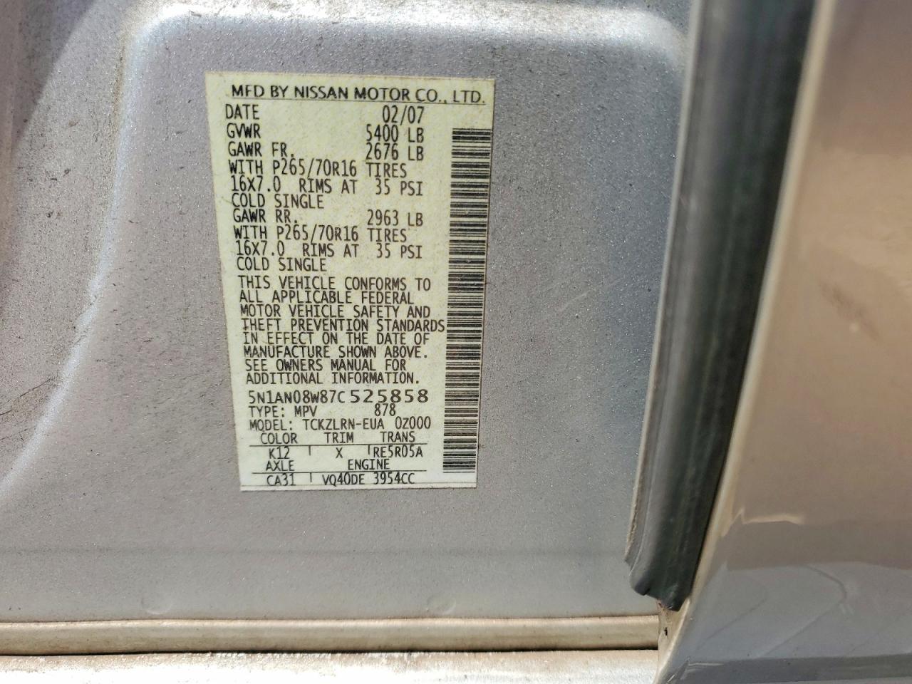 2007 NISSAN XTERRA