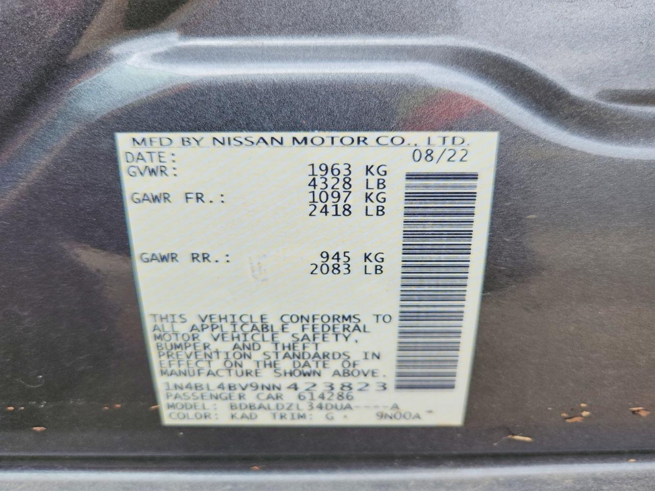 2022 NISSAN ALTIMA