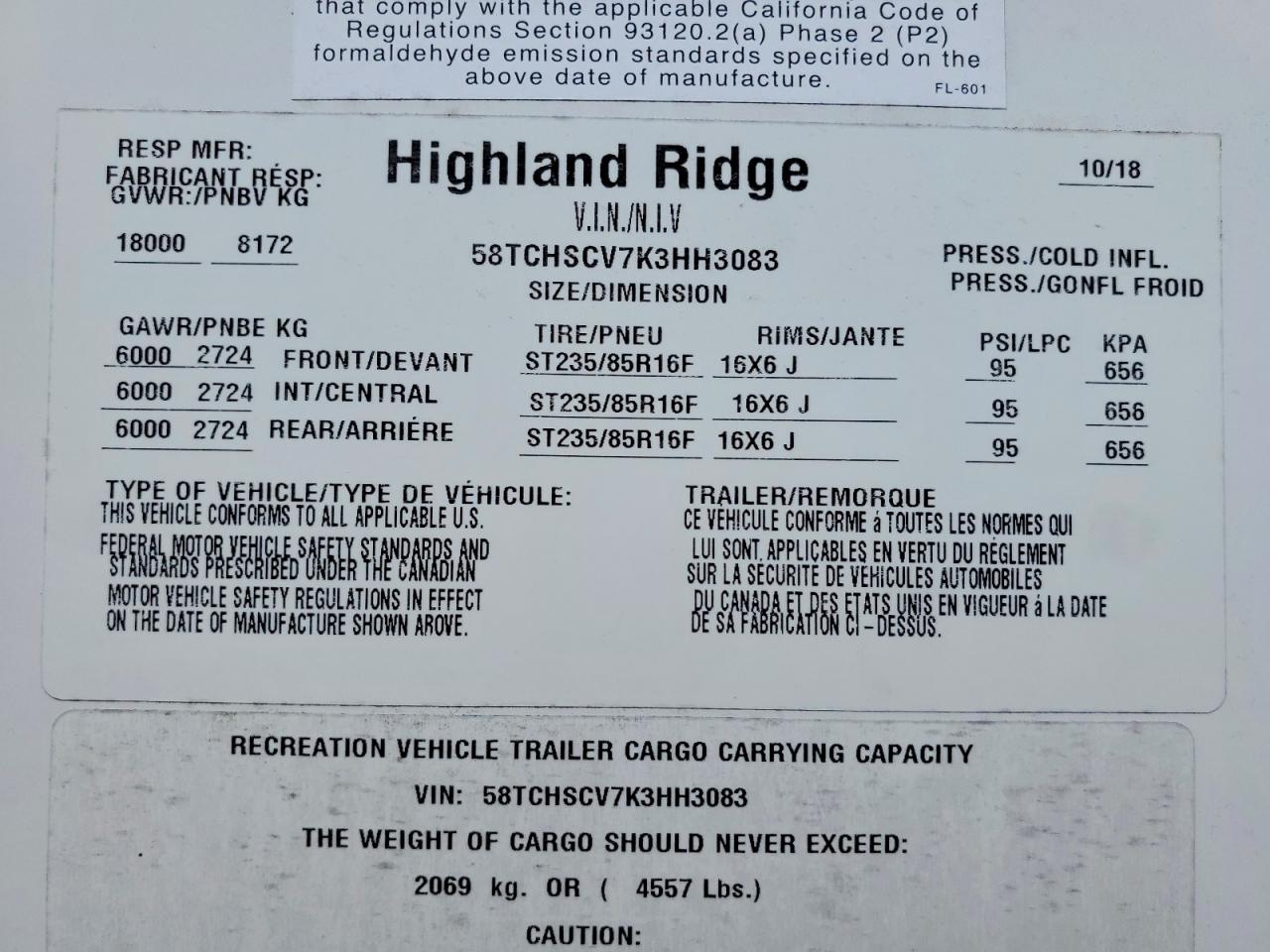 2019 HIGHLAND RIDGE HIGHLANDER