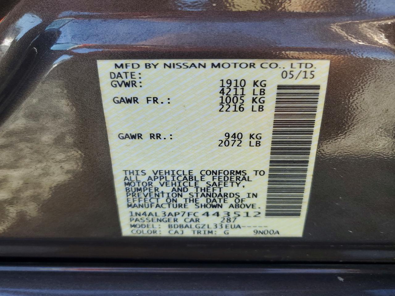 2015 NISSAN ALTIMA