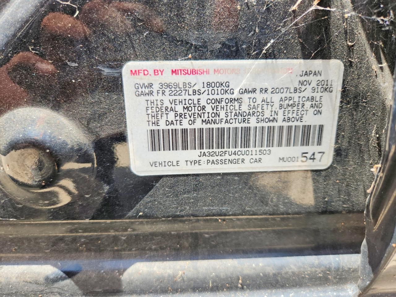 2012 MITSUBISHI LANCER