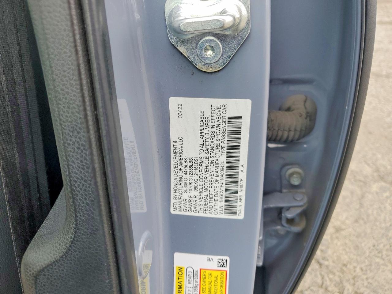2022 HONDA ACCORD