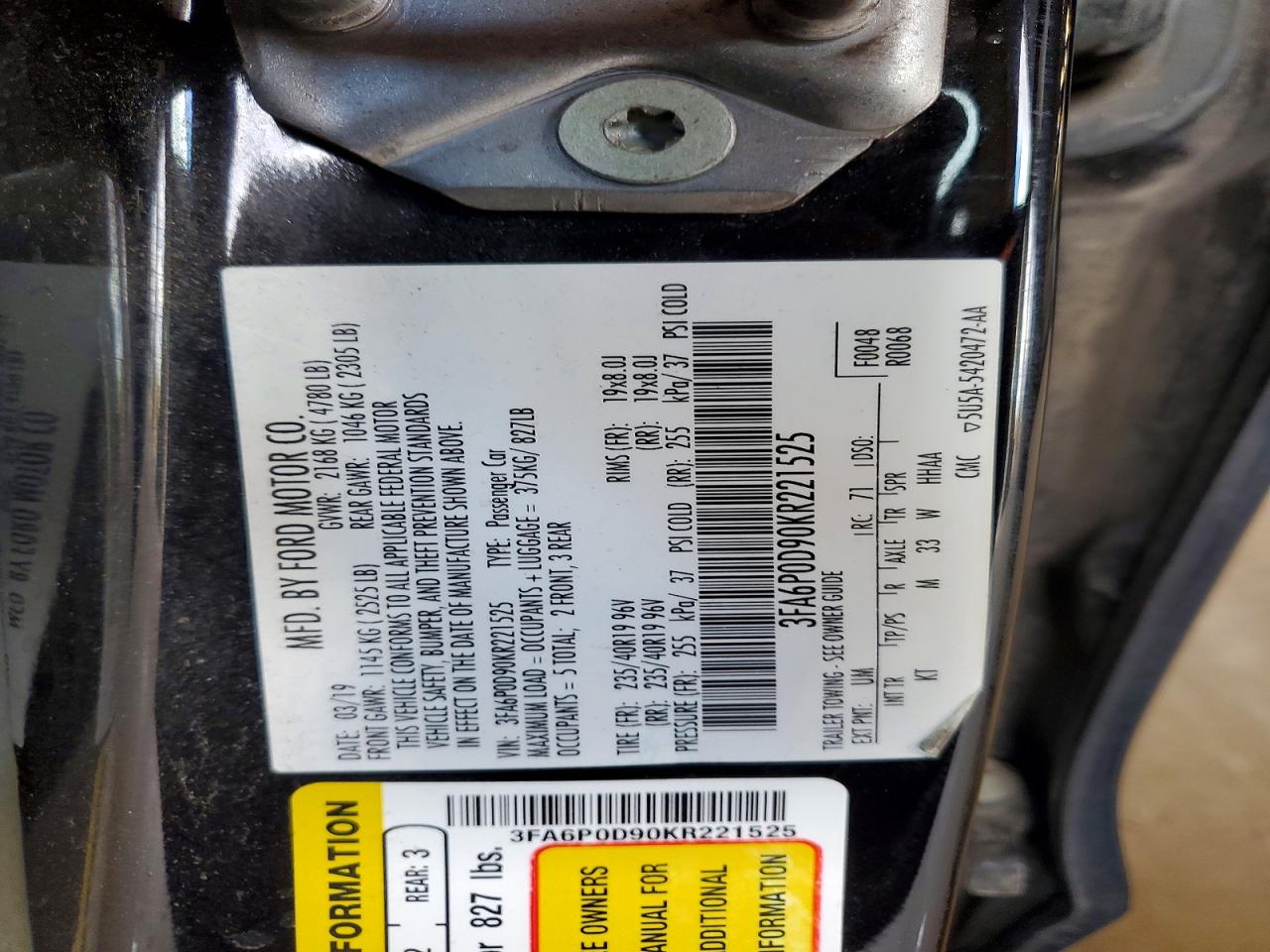 2019 FORD FUSION