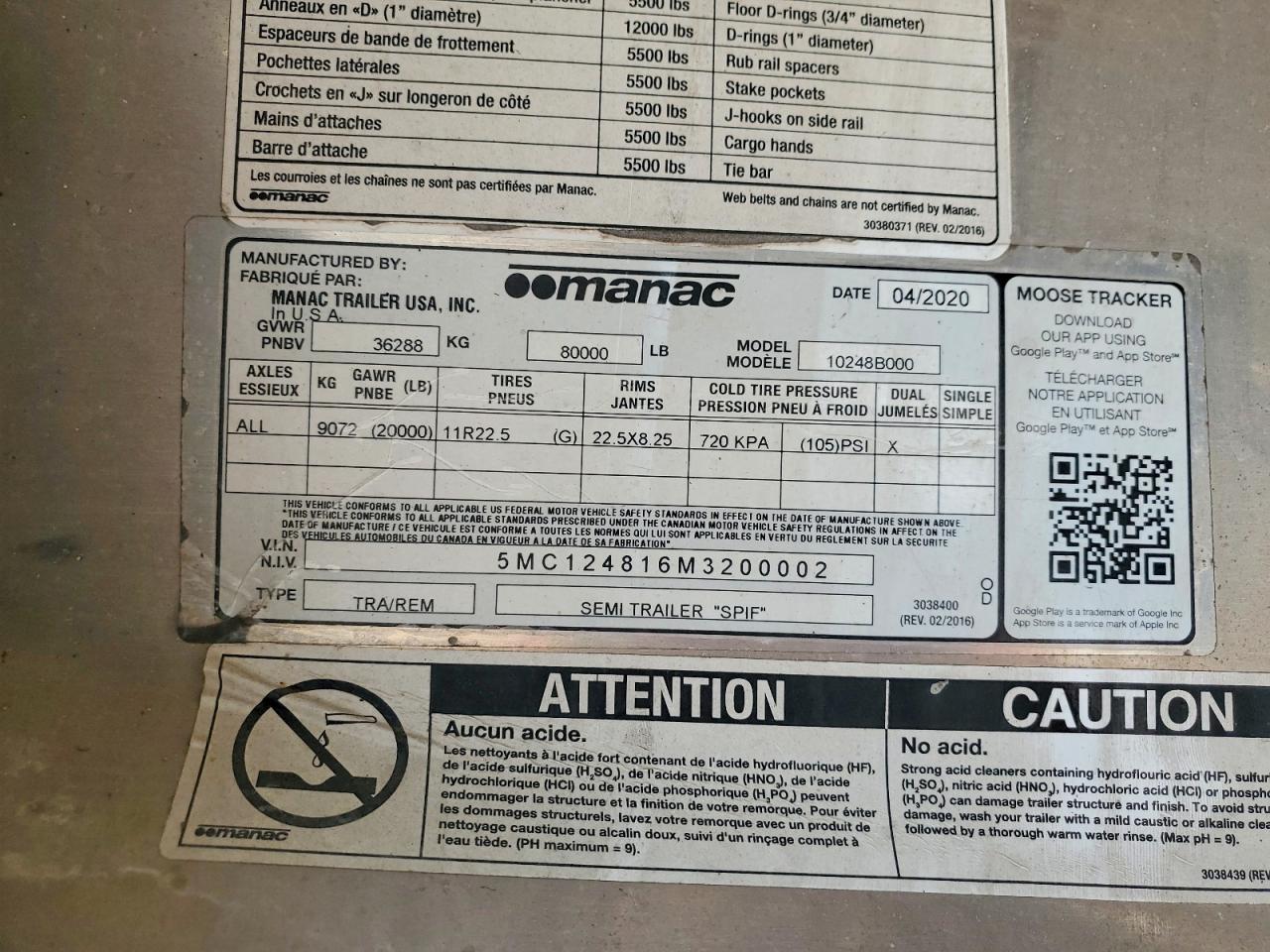 2021 MANAC TRAILERS USA