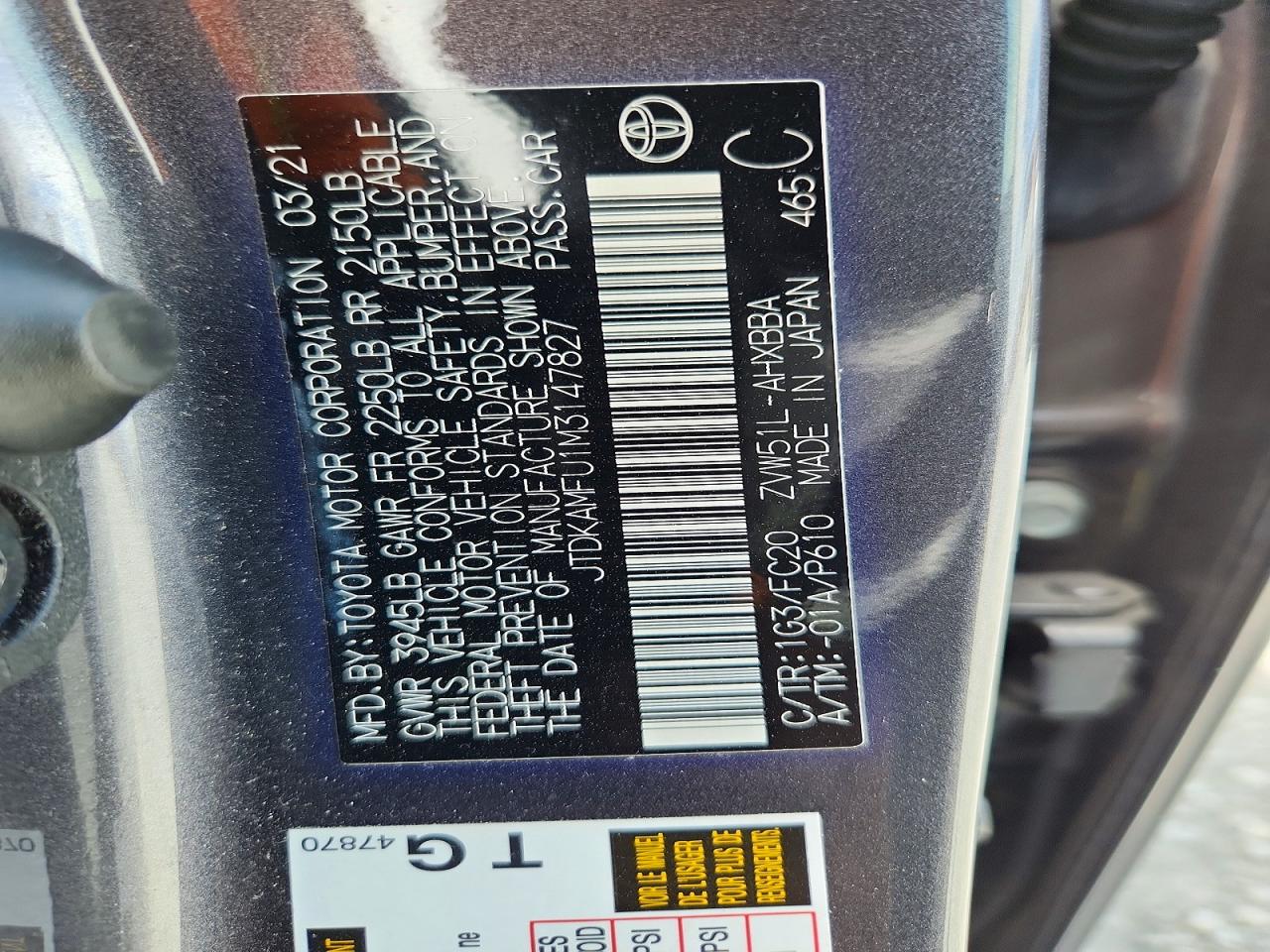 2021 TOYOTA PRIUS