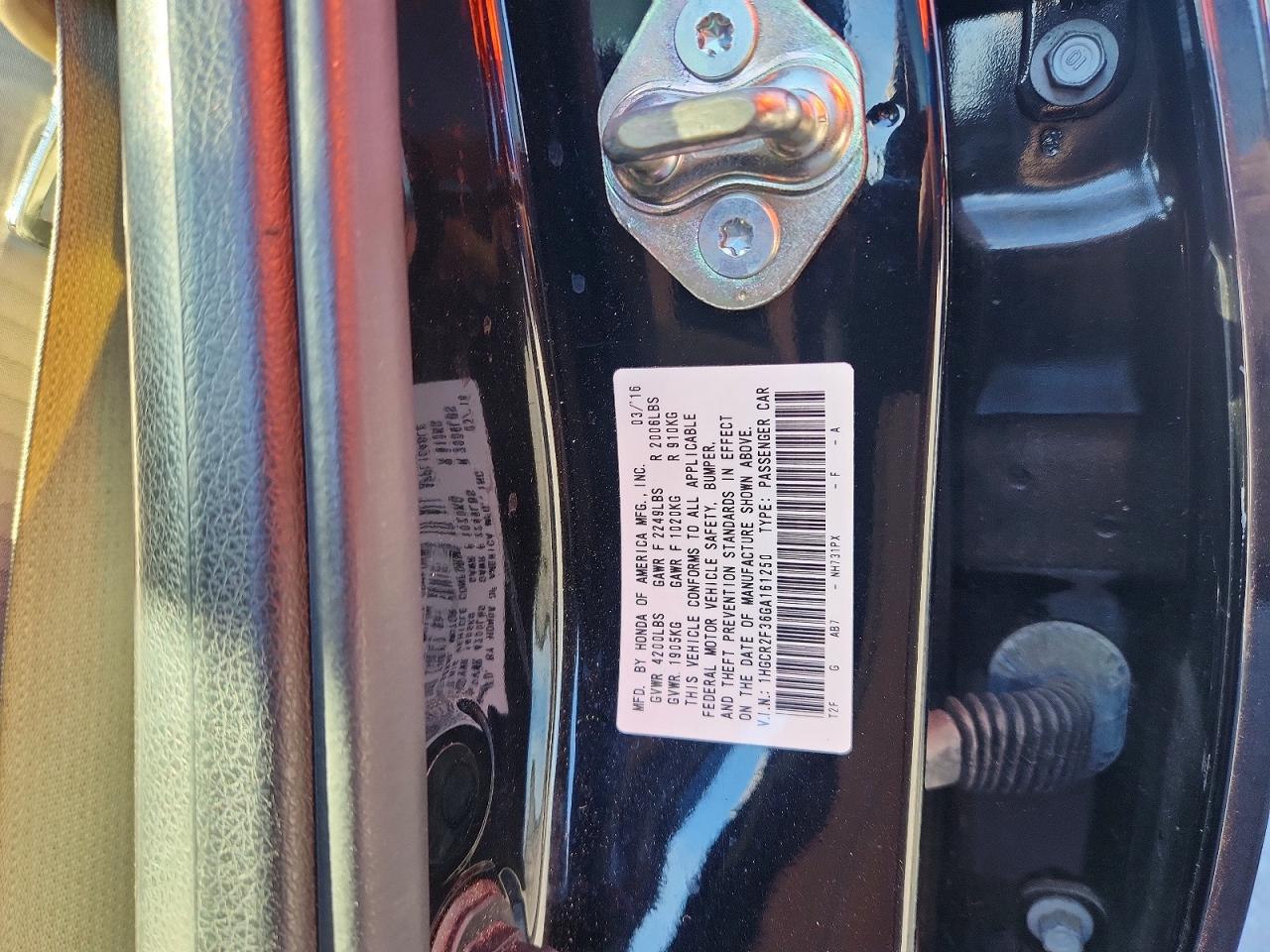 2016 HONDA ACCORD