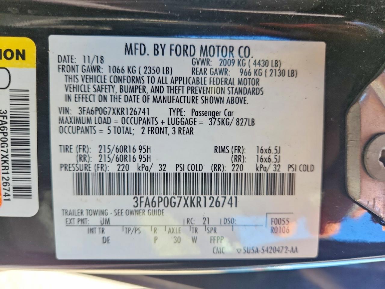 2019 FORD FUSION
