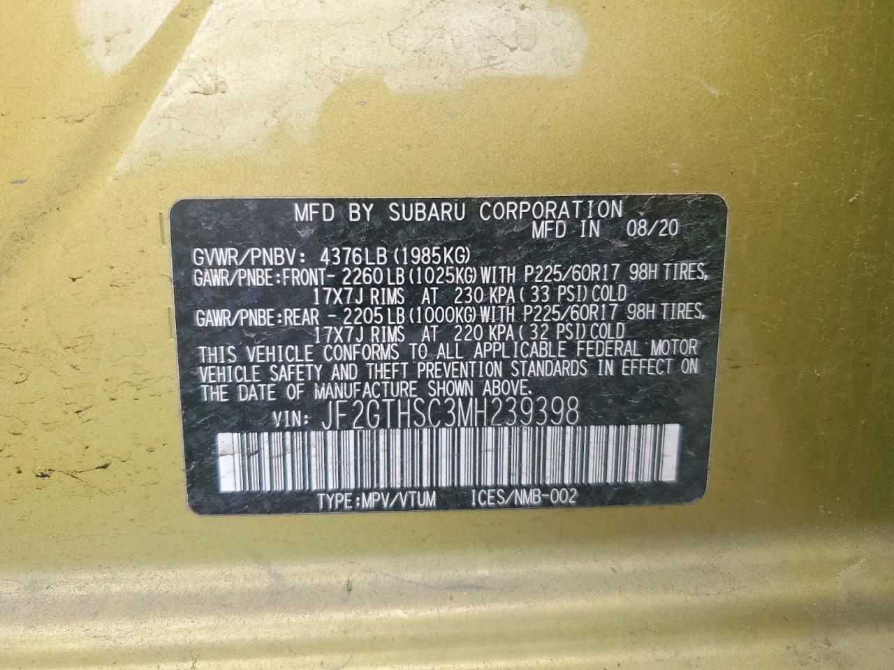 2021 SUBARU CROSSTREK