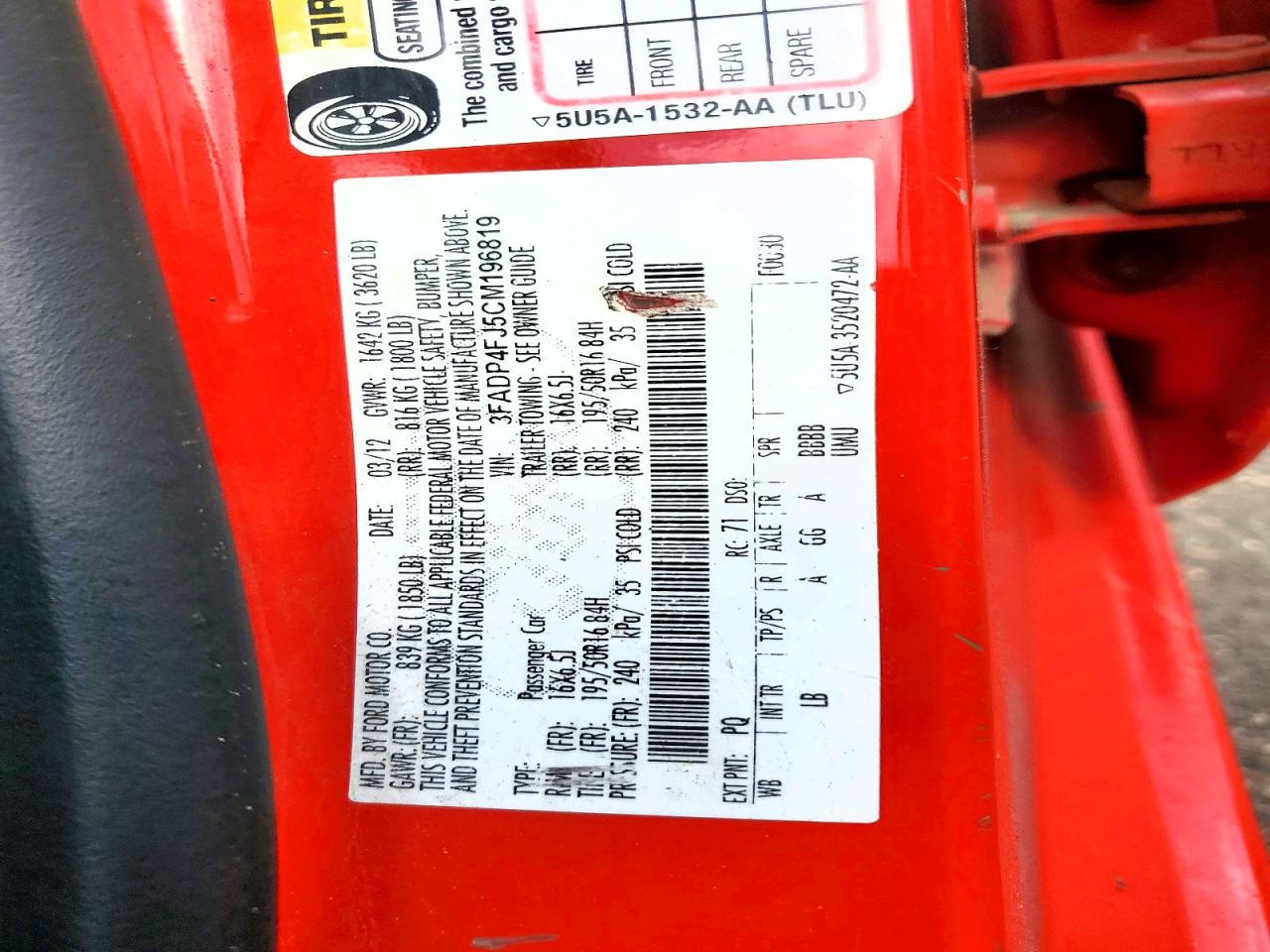 2012 FORD FIESTA