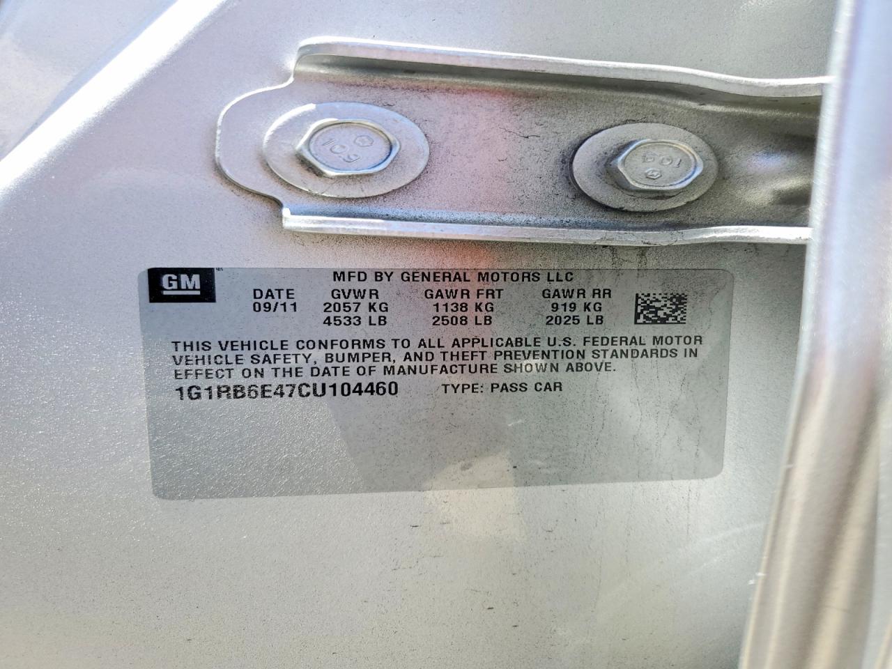 2012 CHEVROLET VOLT