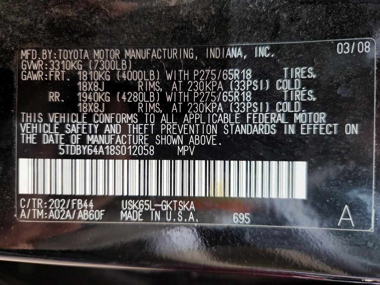 2008 TOYOTA SEQUOIA
