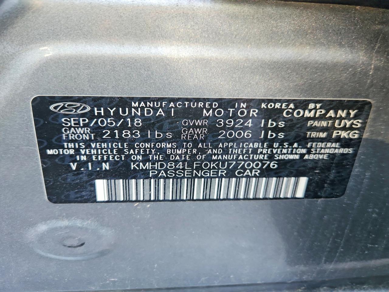 2019 HYUNDAI ELANTRA