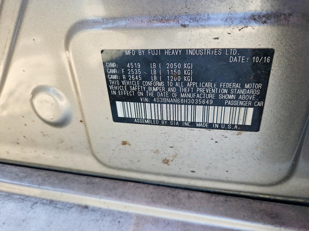 2017 SUBARU LEGACY