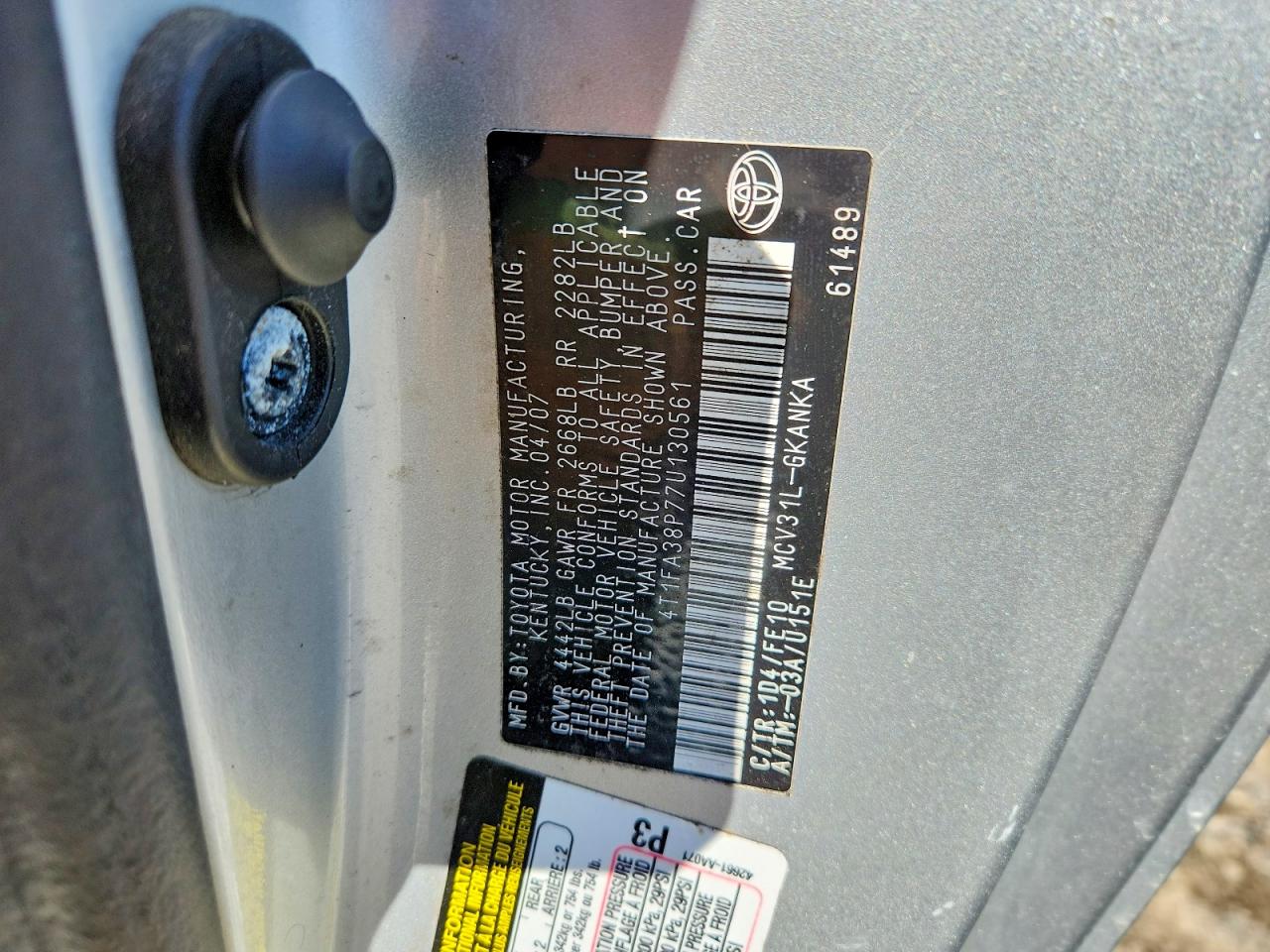 2007 TOYOTA CAMRY SOLA