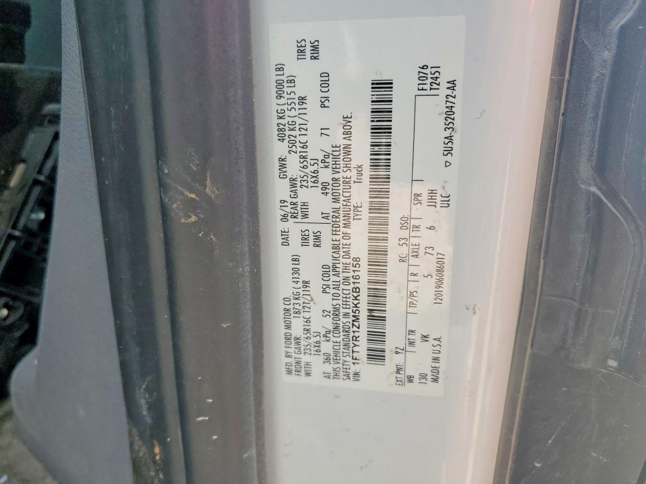 2019 FORD TRANSIT