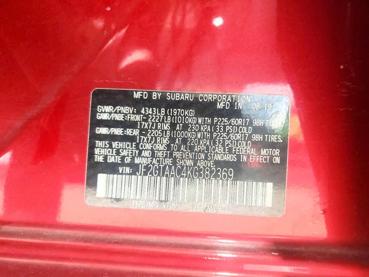 2019 SUBARU CROSSTREK