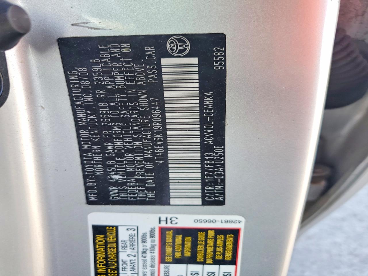 2009 TOYOTA CAMRY