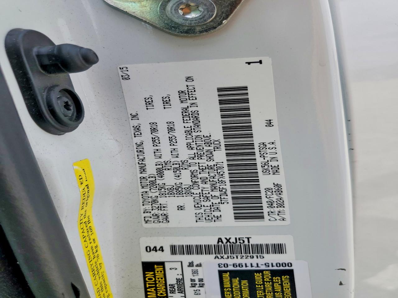 2015 TOYOTA TUNDRA