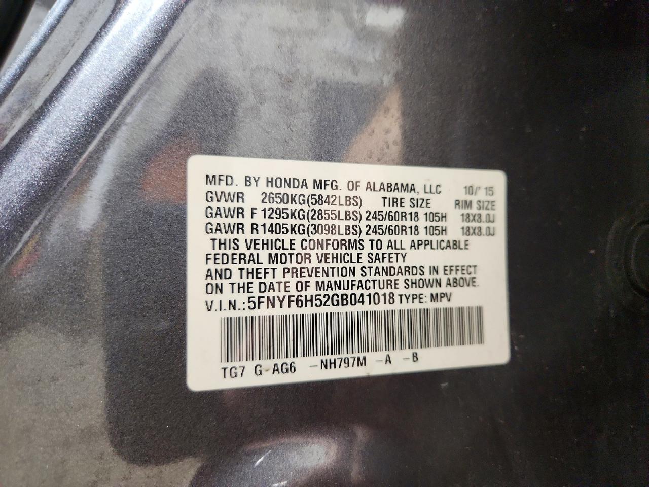 2016 HONDA PILOT