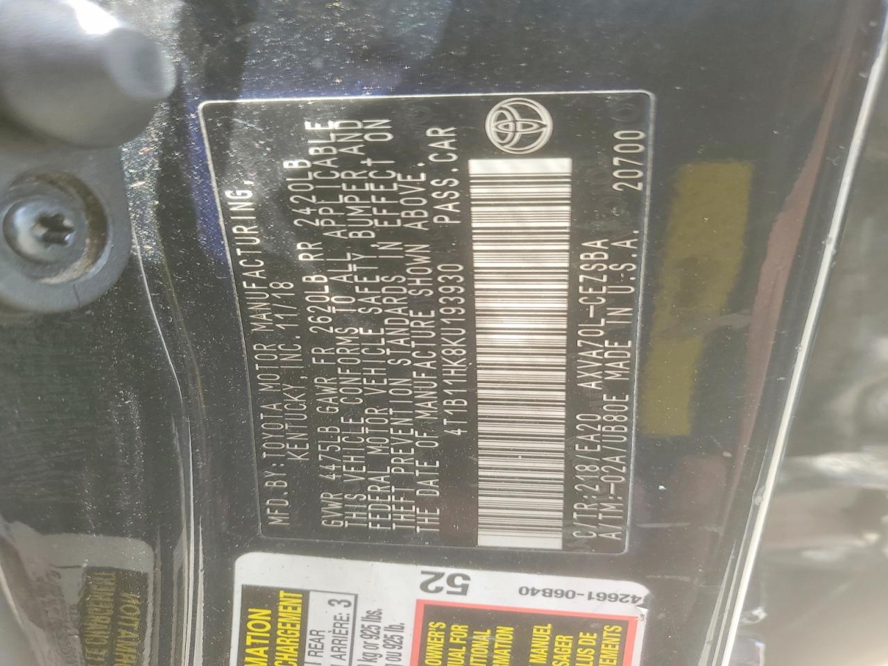 2019 TOYOTA CAMRY