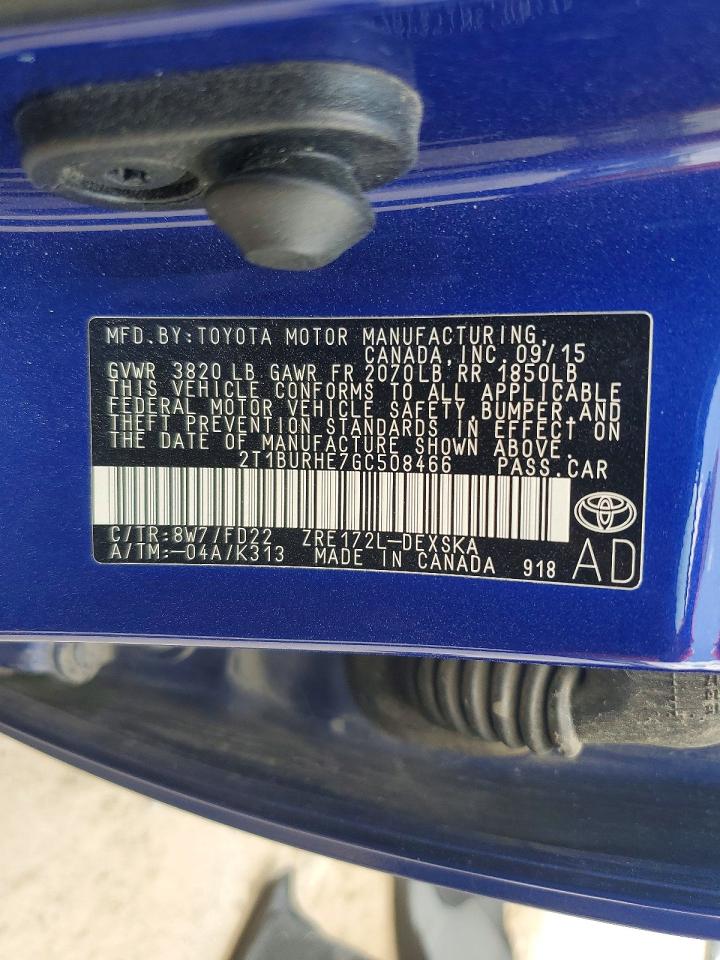 2016 TOYOTA COROLLA