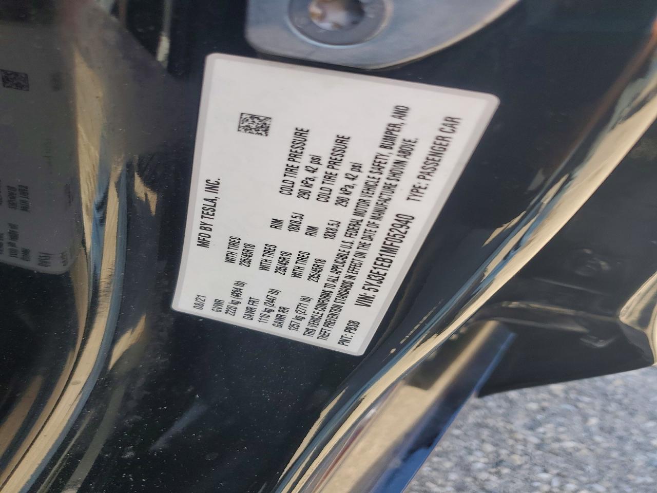 2021 TESLA MODEL 3
