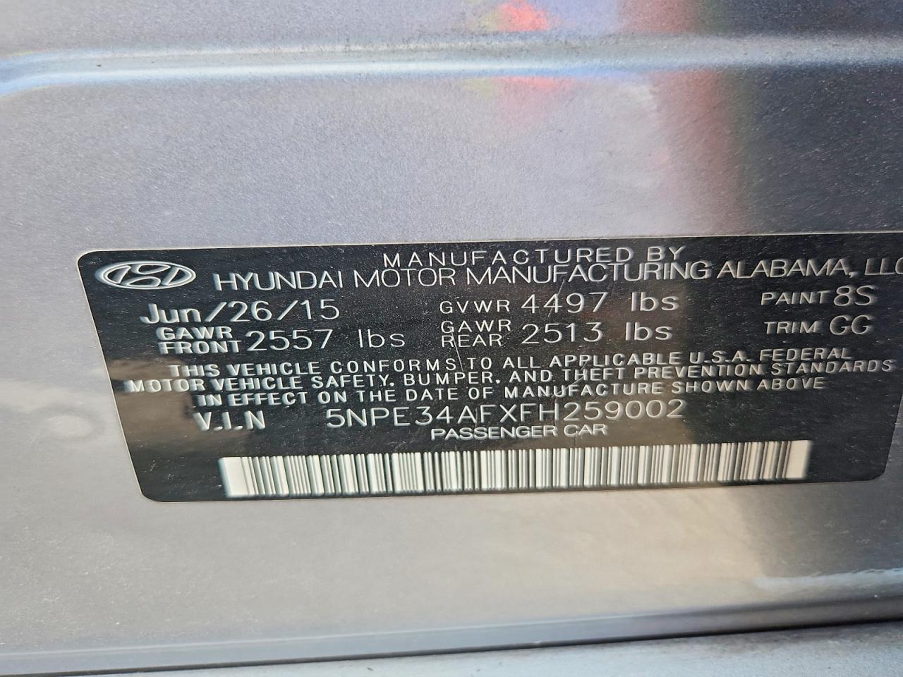 2015 HYUNDAI SONATA