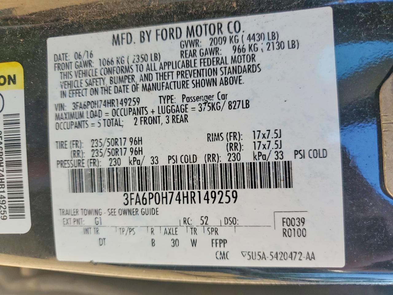 2017 FORD FUSION
