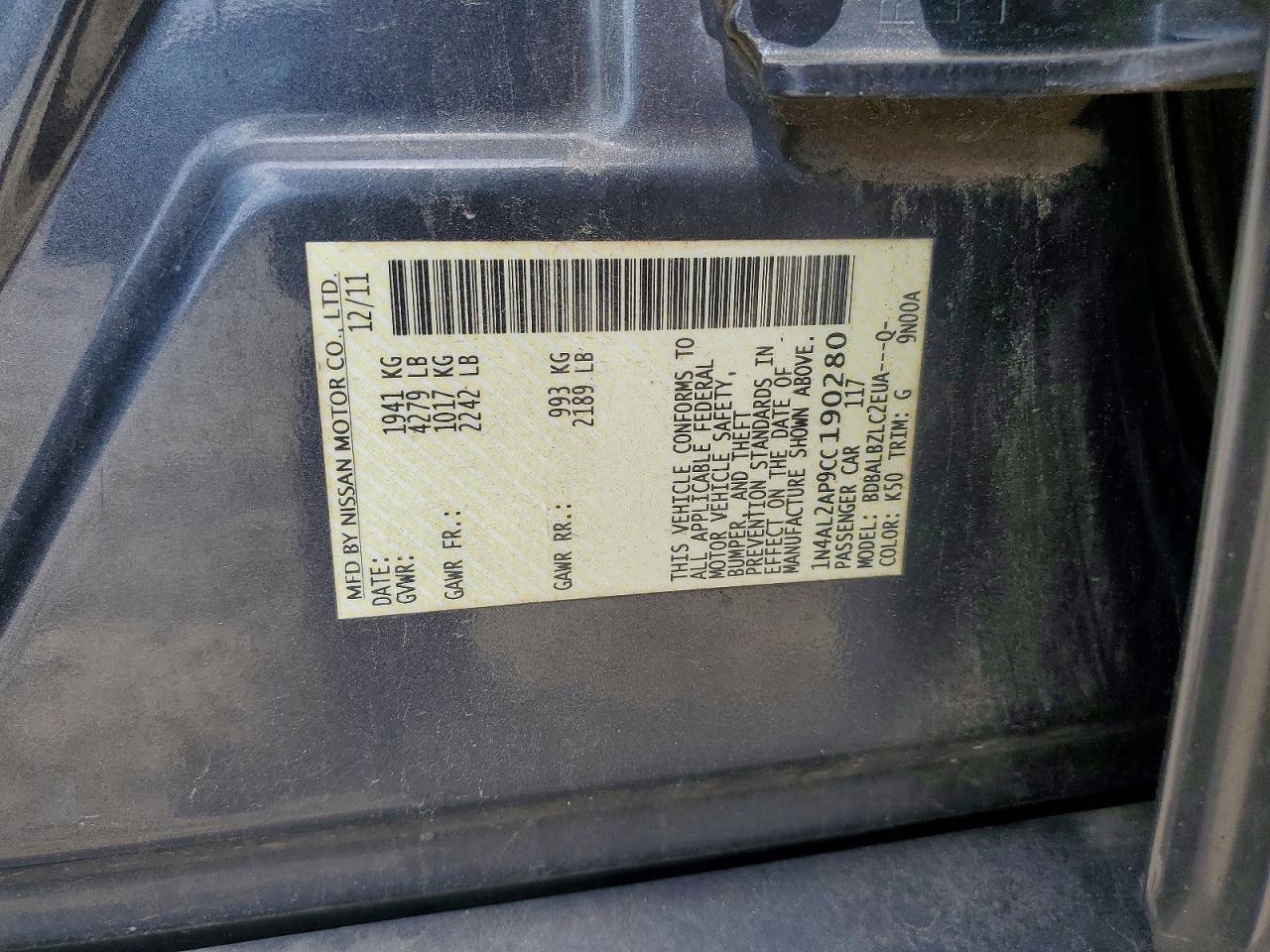 2012 NISSAN ALTIMA