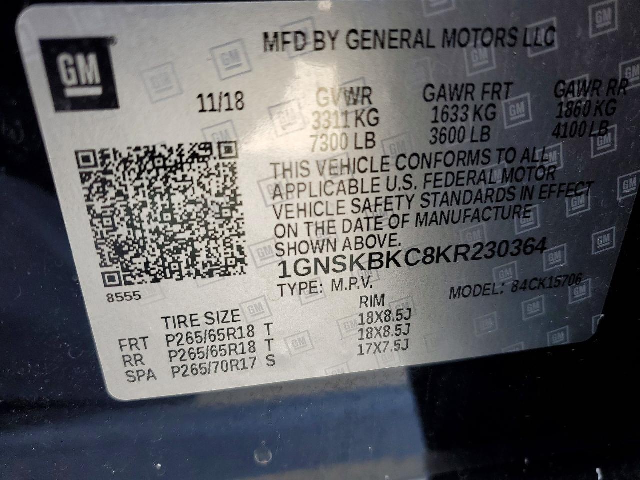 2019 CHEVROLET TAHOE