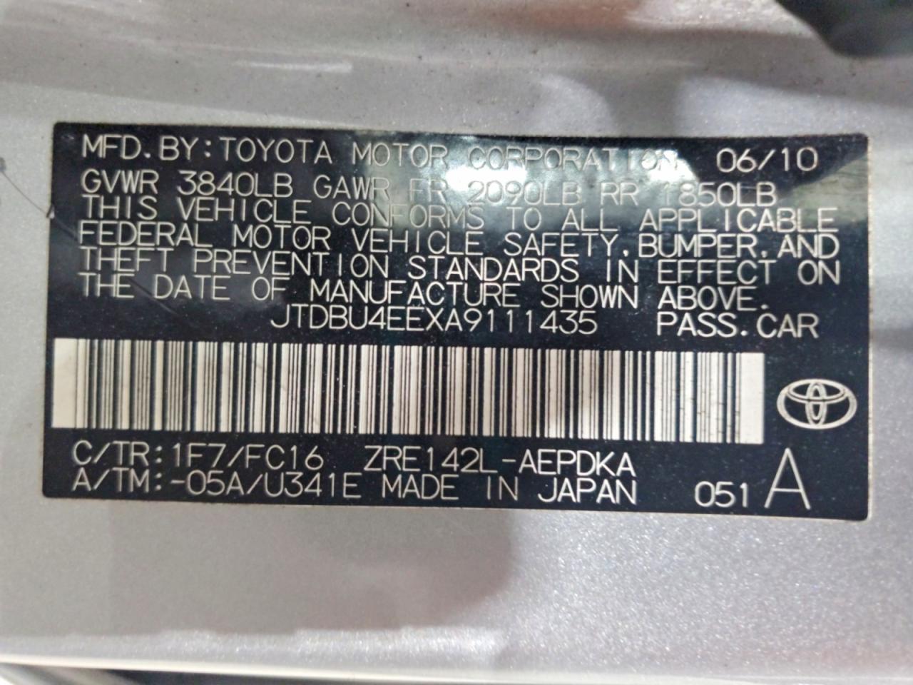 2010 TOYOTA COROLLA