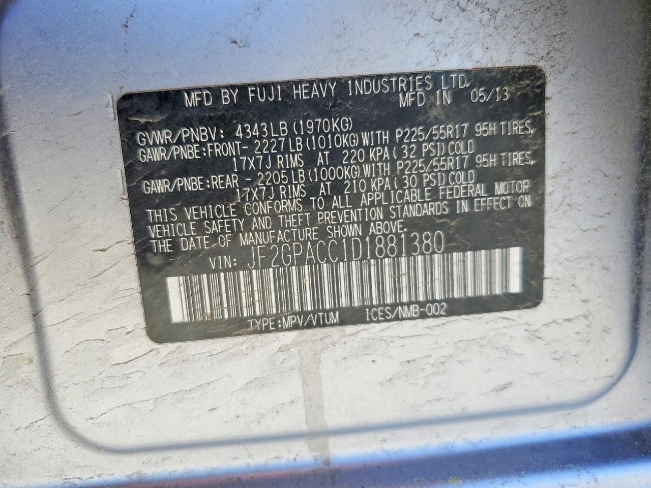 2013 SUBARU XV