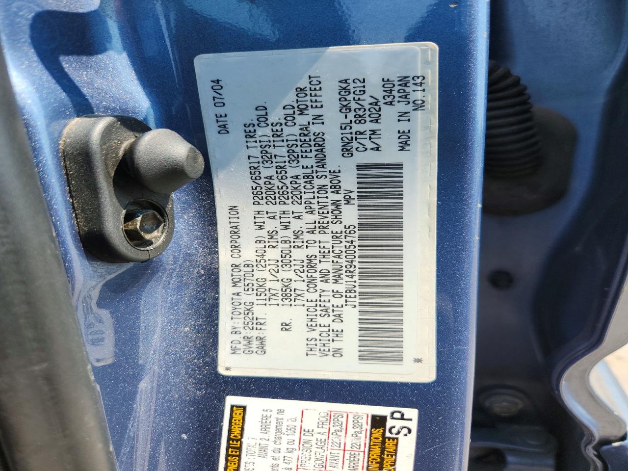 2004 TOYOTA 4RUNNER
