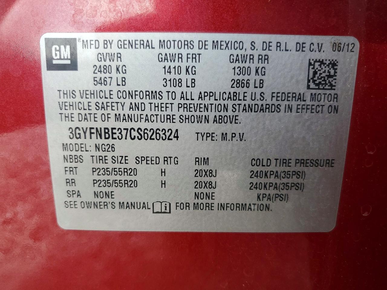 2012 CADILLAC SRX