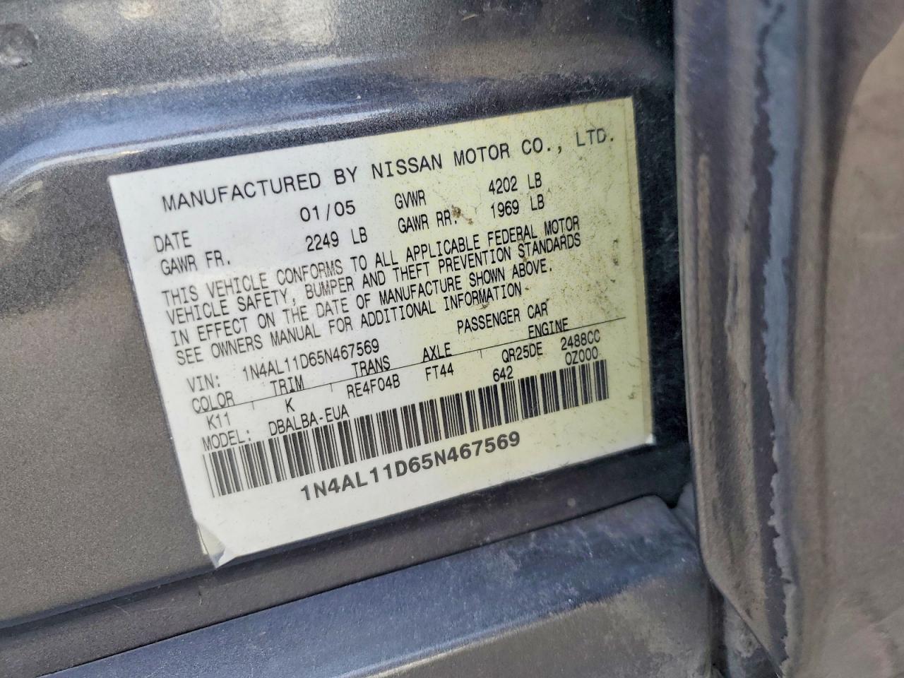 2005 NISSAN ALTIMA
