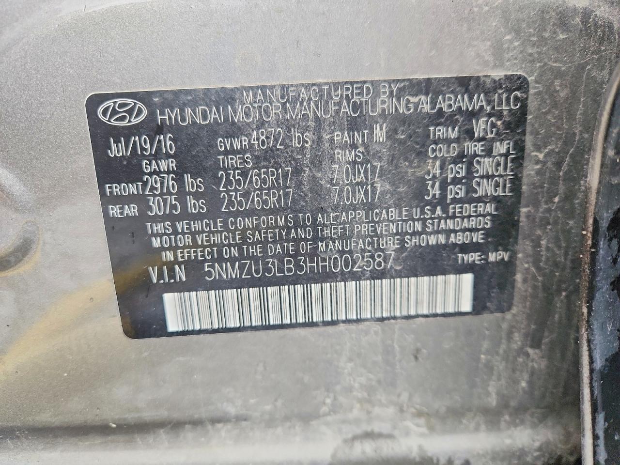 2017 HYUNDAI SANTA FE