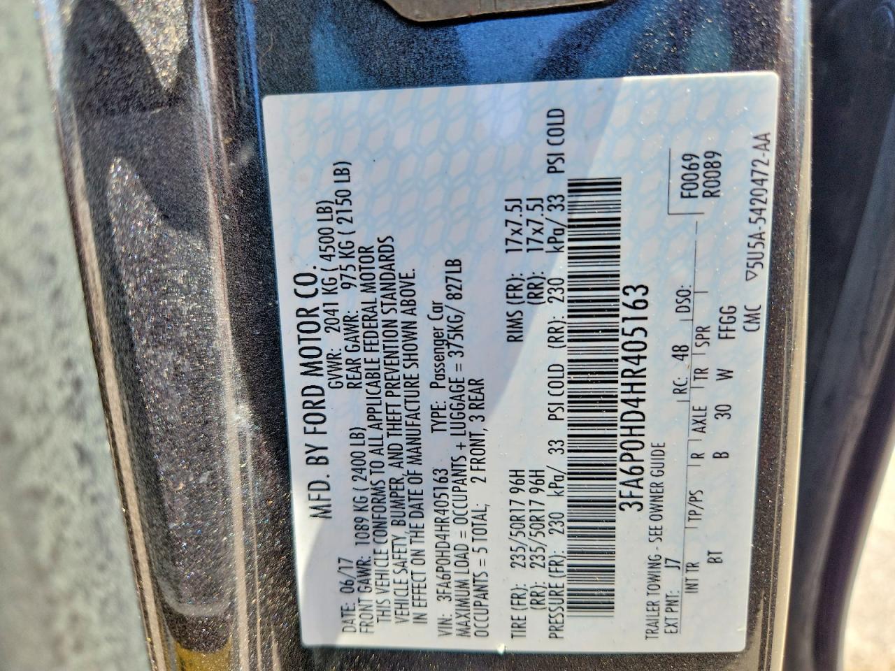 2017 FORD FUSION