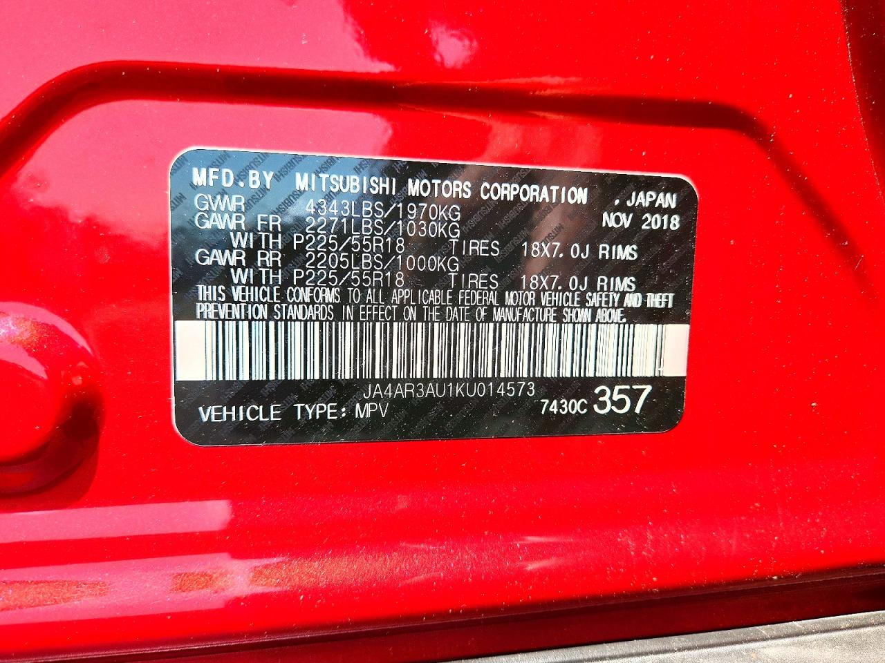2019 MITSUBISHI OUTLANDER