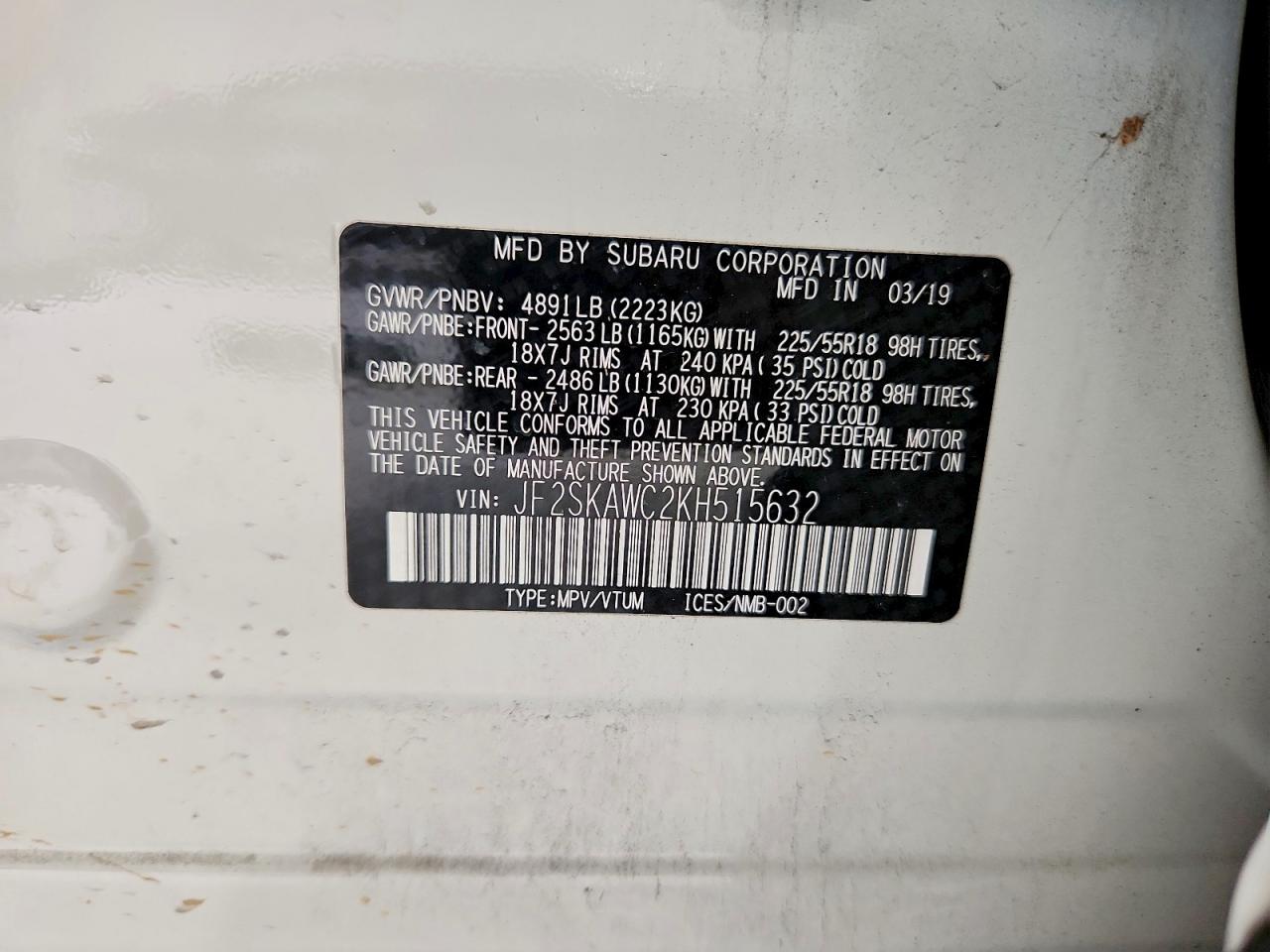 2019 SUBARU FORESTER