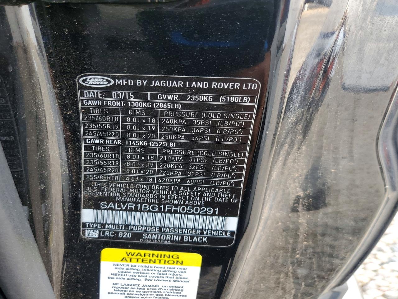 2015 LAND ROVER RANGEROVER
