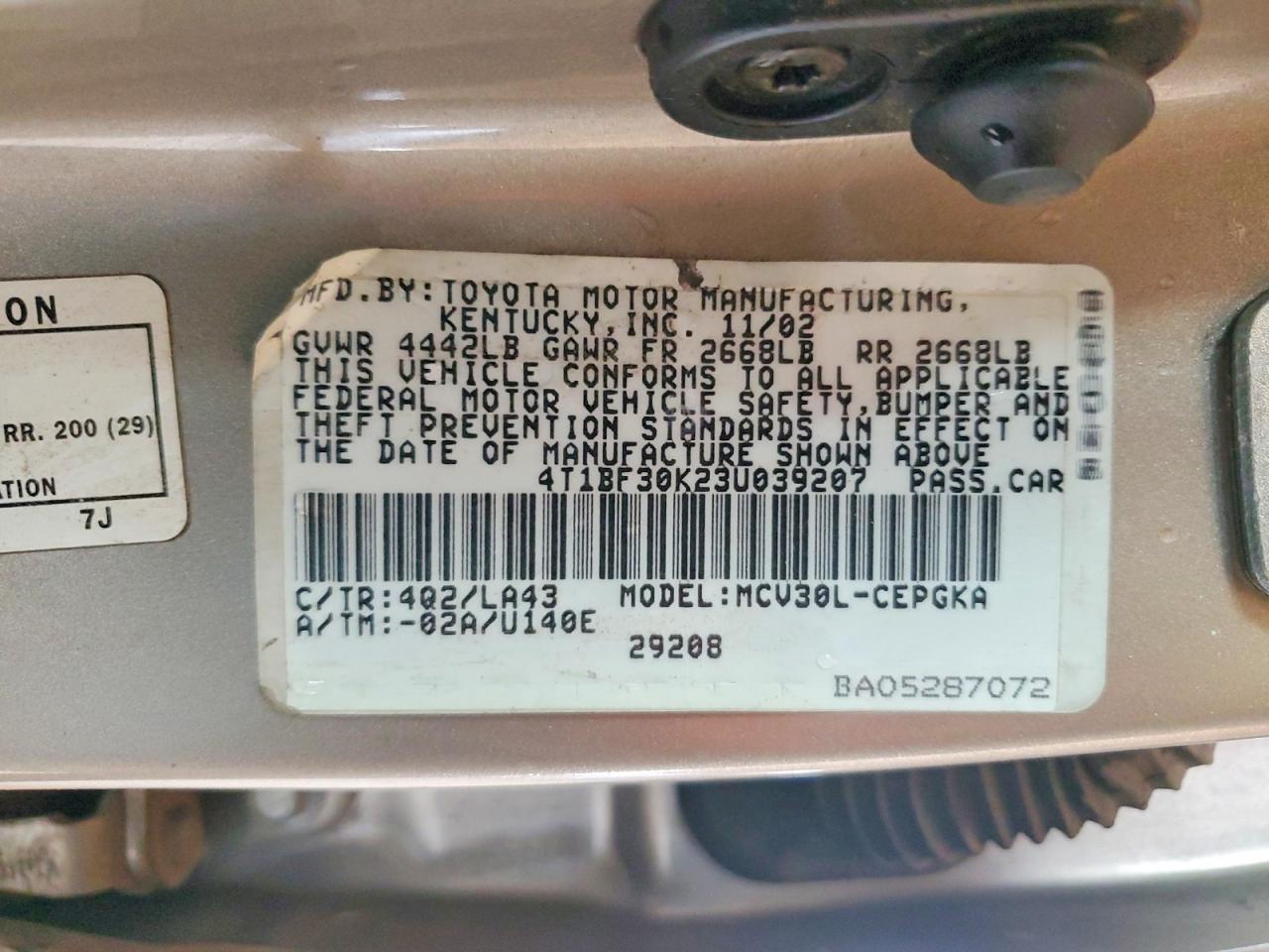 2003 TOYOTA CAMRY